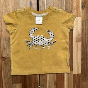Hanna Andersson mustard yellow crab button polka dot short sleeve 3-6 month